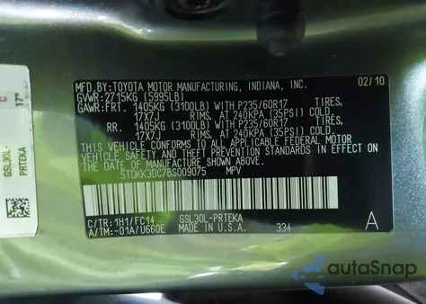 2011 Toyota Sienna Le V6 z USA, uszkodzony, nr VIN 5TDKK3DC7BS009075